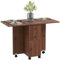 HOMCOM Folding Dining Table for 4-6, Rolling Drop Leaf Table on Wheels with Storage Drawers, Cabinet and Open Shelf for Kitchen, Dining Room, Distressed Brown