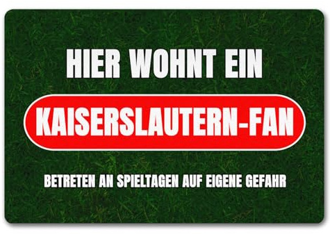 speecheese Hier wohnt EIN Kaiserslautern-Fan Fußmatte in 40x60 cm ohne Rand mit Rasenmotiv Sportfan Kaiserslautern Sport Deutschland Kult