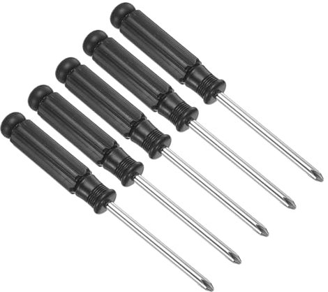 CoCud Mini Phillips Screwdriver, 5.0mm Cross, Carbon Steel Phillips Screwdrivers with Black Handle - (Applications: for Small Appliances Repair), 5-Pieces