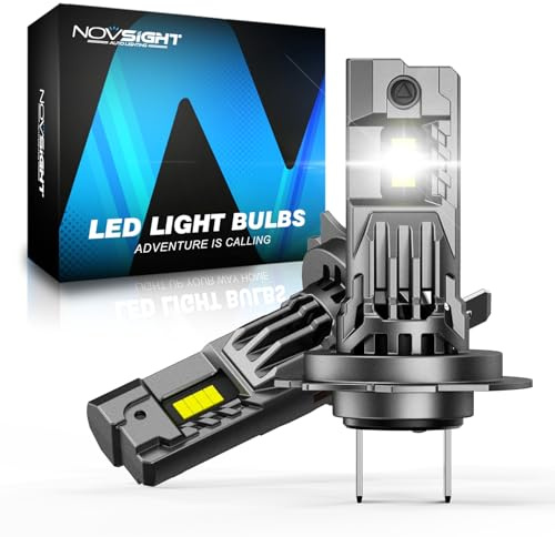 NOVSIGHT H7 LED Headlight Bulbs, 36000LM 100W H7 Bulbs 6500K Cool White, 1:1 Mini Size Plug & Play, No Polarity, Focused Beam, Fan Cooling, IP68 Waterproof, Pack of 2