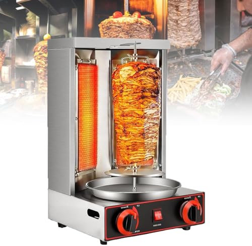 Homemade Chicken Shawarma Machine, Commercial Turkish Chicken Roaster, Countertop Roaster, Smokeless Vertical Roaster with Burner,Gas