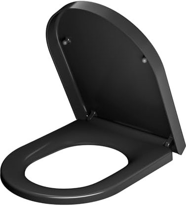 ANYCEE Abattant de WC avec système d'abaissement automatique, siège de toilette en D, format long, avec fonction Quick Release, facile à nettoyer, siège de toilette avec charnières réglables, version