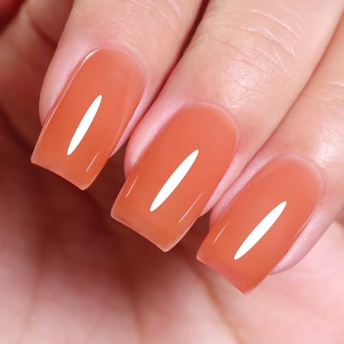 Jelly Gel Polish, Coral Peach Jelly Nail Gel Polish Translucent Spring Summer Sheer Soak off UV LED for Nail Art DIY Manicure 15ml