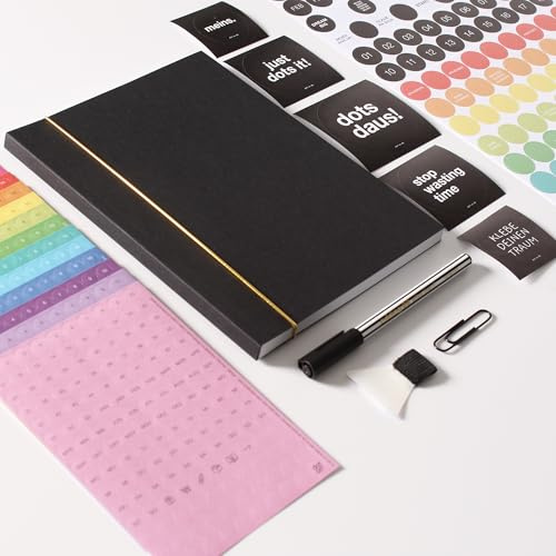 dot on BUJO Box | Buchplaner-Set zum kreativen Planen mit riesigem Stickerset rainbow | Bullet Journal Kalender Buchplaner Taschenplaner Sticker Aufkleber dots Klebepunkte