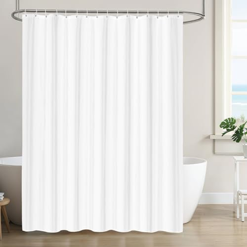 LUKDUNG Tenda da bagno in poliestere, 240 x 200 cm, anti-muffa, per bagno, tenda da doccia in tessuto, impermeabile, lavabile, con 16 ganci, colore: bianco