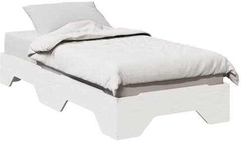 WSJHUHK Bettgestell ohne Matratze stapelbar weiß 75x190 cm klein Einzelbett Massivholz