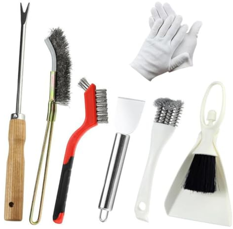 Uxsjakjsd For Bird Cage Cleaning Brush Set 7 Pieces Stainless Steel for Bird Droppings Scrapers, Pet Cage Cleaning Kit for Bird Cages