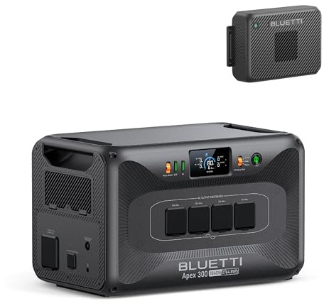 BLUETTI Apex 300 Estación de Energía Portátil 2764,8Wh con Charger 2 | LiFePO₄, Generador Solar con CA 3840W (7680W Pico), Cargador Alternador 1200W, Carga Rápida en 2,8h para Coche y Road Trips