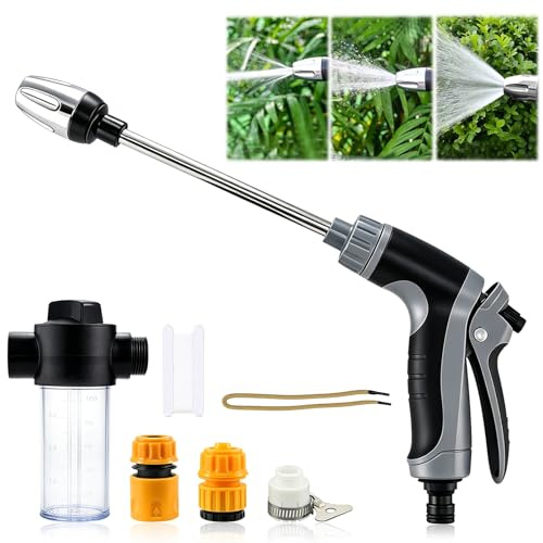 Dcceeo Jetterix Pressure Washer Nozzle, Pistola ad Acqua ad Alta Pressione con Erogatore di Schiuma e 3 Spray Regolabili Lancia Idropulitrice Portatile per Auto Patio Vialetto Giardino e Terrazza