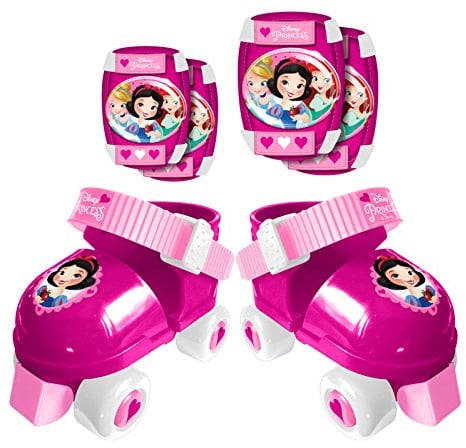 ROLLER SKATES sizes 23/27 + ELLBOGEN und KNIESCHÜTZER DISNEY PRINCESS, LIGHT PINK