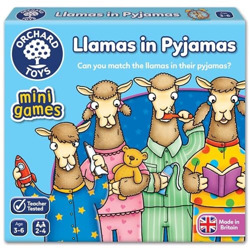 Orchard Toys Llamas in Pyjamas Mini Game, Small and Compact, Travel Game, Educational Game, Holiday Game, Perfect For Toddlers, Kids Age 3-6