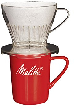 Melitta Kit de Filtration Manuelle, 1 Porte-filtre de Taille 1x2, 1 Mug en Porcelaine (290 ml), 5 Filtres à Café 1x2, Pour Over, Transparent