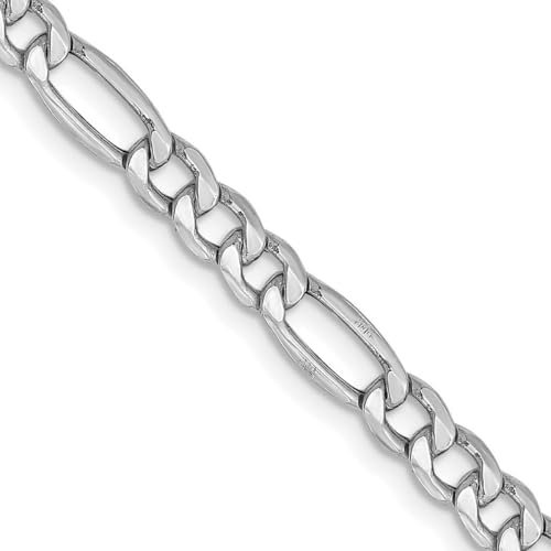 Figaro Halbfestes 14 Karat Weißgold Gelbgold Armband in Längen 18 20 23 3,5 mm 4,75 mm 5,35 mm 6,6 mm 7,3 mm, Metall