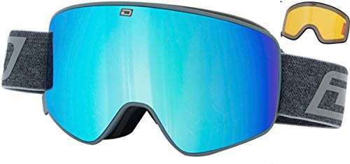 Dirty Dog 54226 Matte Grey/Blue Mirror/Yellow Matte Grey/Blue Mirror/Yellow Mutant Legacy 0.5 Visor Goggles Lens Category 3 Lens Mirrored Size 90mm