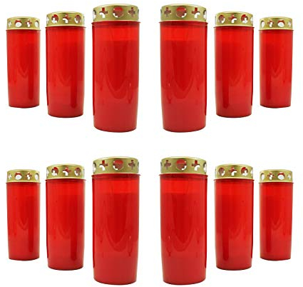 Ebersbacher Kerzenfabrik 4er Pack Grablicht Ölkompolicht Nr. 6 rote Hülle (4 x 3 Stück)