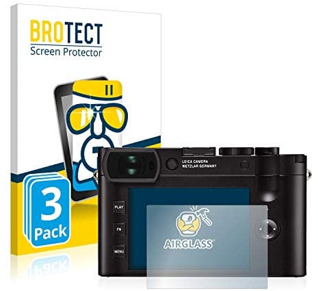 BROTECT 3 Stück Schutzglas für Leica Q2 Schutzfolie Panzer Folie Glas Displayschutz Made in Germany [Kratzfest 9H, Anti-Fingerprint,Transparent]