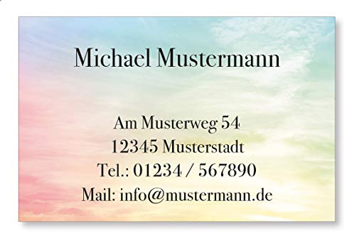 500 Visitenkarten, 400g Karton matt, 85 x 55 mm, inkl. Kartenspender - Design Farbige Wolken