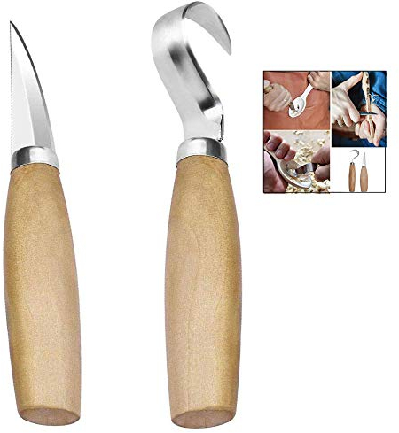 iPobie 2 pezzi Coltello da Intaglio,Coltello Intaglio Legno con Lama in Acciaio Inossidabile,Inclusi Gancio Coltello e Coltello da Intaglio