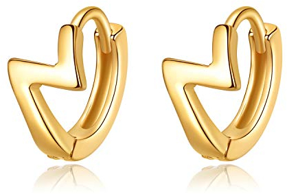 VIKI LYNN Creolen Damen Ohrringe 925 Sterling Silber in Gold Blitz Creolen Durchmesser 11mm Klein Schlafen Kreolen