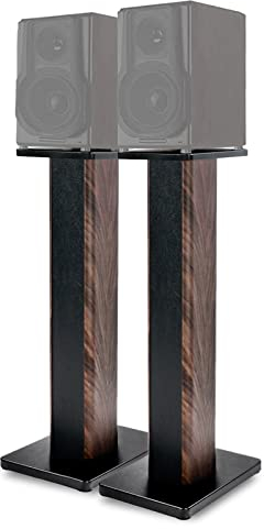 BQKOZFIN 31.5 inch(80cm) Wood Speaker Stands, 1 Pair, Stands for Home-Cinema HiFi Bookshelf Box and Satellite Speakers Wood Grain Enhanced Audio Listening Experience for Home Theaters