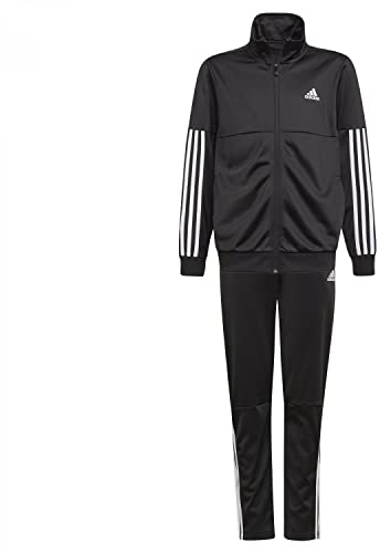 adidas GM8912 Jungen 3-Streifen Team Trainingsanzug, Top:Black/White Bottom:Black/White, 164