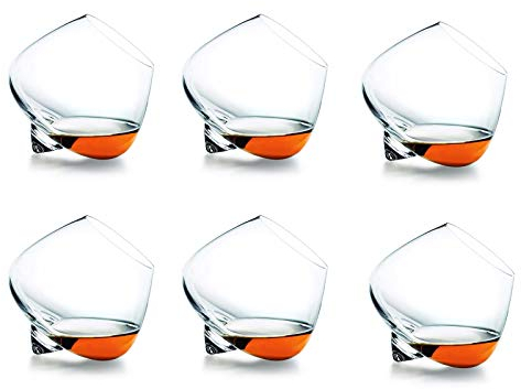 liuduo Whisky Bicchieri Per Liquore, Tumbler Rum Vino, Senza Stelo, Calici, Vetro Cristallo Cocktail, Tazzine Whiskey Grappa Cognac Bicchierini Tazze,6pcs