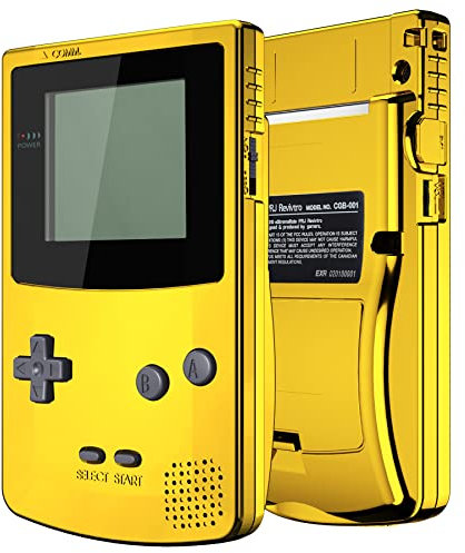 eXtremeRate IPS Ready Upgraded Case&Button für Gameboy Color, DIY-Ersatz Full Hülle Gehäuse Set für Gameboy Color gbc OSD&Reguläres IPS&Standard LCD-Chrome Gold(Ohne Konsole & IPS-Screen)