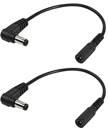 RIIEYOCA 5,5 mm x 2,1 mm DC-Verlängerungskabel 90 Grad rechtwinklig L-förmiges Stecker-auf-Buchse-Verlängerungskabel, geeignet für CCTV-Überwachungskameras, DC-Netzteil, 20 cm (2 Stück)