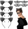 LOOPES 8tlg Katzenohren Haarreif Spitze Katzen Haarreifen Katzenkostüm Damen Catwoman Stirnband Set mit Lace Venezianische Maske für Halloween Karneval Fasching Maskerade Masquerade Kostüm Frauen
