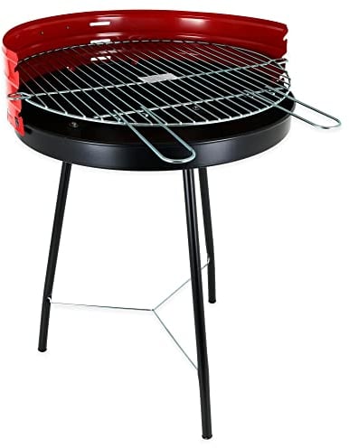 Algon Barbecue in Carbonio Rotonda con Rinforzo Resistente e Durevole Griglia Zincata Ideale per Esterni Barbecue in Carbonio con Gambe Diametro 50 cm