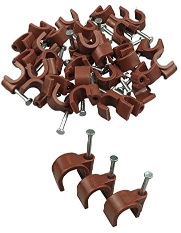 KafTon Round Cable Clips Brown Steel Nails Tacks Holder for Organizing Electric Wires Cables Line TV