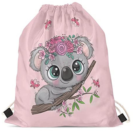 BYCHECAR Turnbeutel für Kinder für Frauen und Mädchen mit Kordelzug, für Teenager, Geldbörse, Tanz, Gymnastik, Koala-Blume, Rosa, Einheitsgröße
