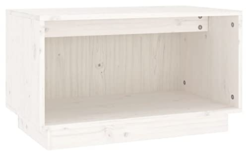 vidaXL TV Schrank Lowboard TV Möbel Tisch Board Sideboard Fernsehtisch Fernsehschrank HiFi-Schrank Weiß 60x35x35cm Massivholz Kiefer