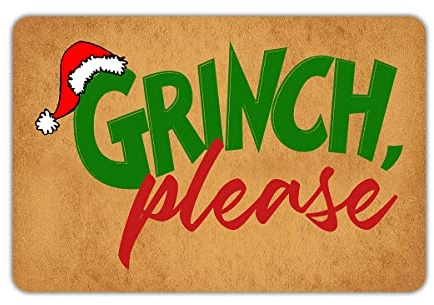 Divertido felpudo de Navidad Grinch por favor antideslizante para exteriores e interiores de goma para puerta delantera, jardín, cocina, dormitorio, 23.6 x 15.7 pulgadas