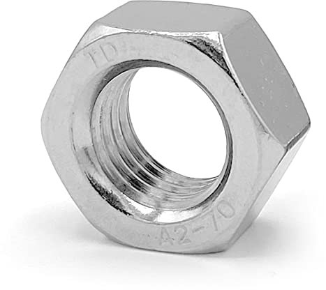 NOLDAR | Tuercas hexagonales DIN 934 métrico M14 (6 unidades). Acero inoxidable AISI 304 (A2). Paso de rosca 2 (estándar)
