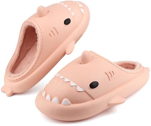 Lanivic Ciabatte Squalo Donna Uomo Impermeabile Invernali Pantofole Peluche Adulto Scarpe Interno E da Esterno Rosa EU 39 40