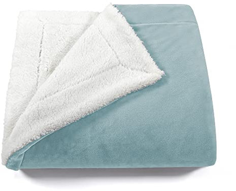 Decke Sofa Kuscheldecke 160x210 cm - Warm Sherpa Sofaüberwurf Decke - Dicke Sofadecke Couchdecke - Oeko-TEX - Flauschige Wohndecke für Couch - Aqua Grün