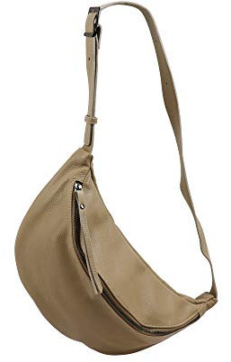 SH Leder echt Leder Damen Unisex Brusttasche für Festival Reise mittelgross Hüfttasche Crossbody Bag Frauen Ledertasche 37x21cm Fania G697 (Helltaupe)