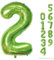 Green 2 Balloons, 40 Inch Giant Helium Foil Number 0-9 Green Birthday Balloon for Boys Girls, Self Inflating Digit 2 Balloons for Women Men Anniversary Jungle Football Party Decorations Supplies