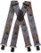 Olata Hosenträger mit Werkzeug-Muster – Robuste, Verstellbare X- und Y-Form, 5 cm Breit, Ideal für Arbeit und Alltag. Grau, X-Form (Schwarz Clips) - 5 cm