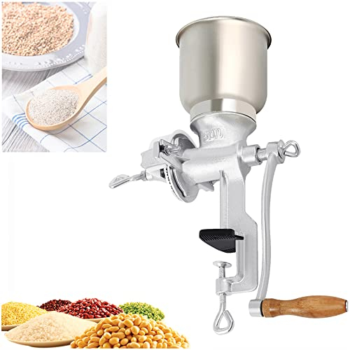 Grain Mill Iron Wondermill Grain Grinder, Cast Iron Hand Crank Manual Grain Grinder Portable Table Clamp Mill Maker for Wheat Grains coffee