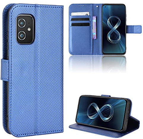 Elubugod Cover per ASUS Zenfone 8 5G Custodia telefonica Case,Custodia in Pelle Custodia per ASUS Zenfone 8 5G ZS590KS ZS590KS-2A007EU I006D Custodia Case Cover Blue