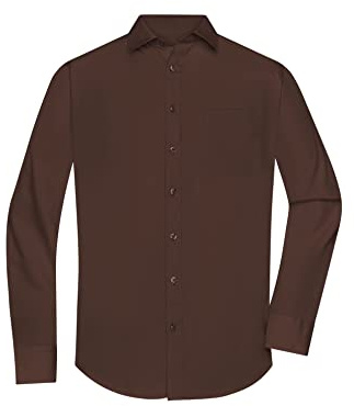 James & Nicholson Herrenhemd Poplin Langarm - Klassisches Hemd mit Brusttasche in großer Farbauswahl | Farbe: brown | Grösse: S