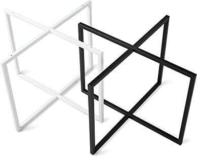 Rikmani Gestell Metallfüße SR66 Weiss Tischbeine Metall für Esstisch, Schreibtisch, Couchtisch, Bank einfache Montage Stahl Tischgestell mit Schrauben & Bodenschoner