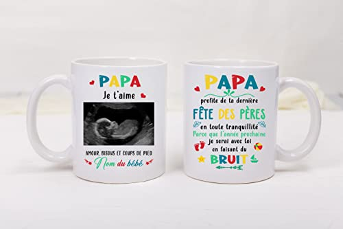Lalasol Mug Personnalisé Echographie – Tasse Idée Cadeau Pour Futur Papa Pour Annonce Grossesse Fête Des Pères l'Anniversaire Noël – Imprimé en France