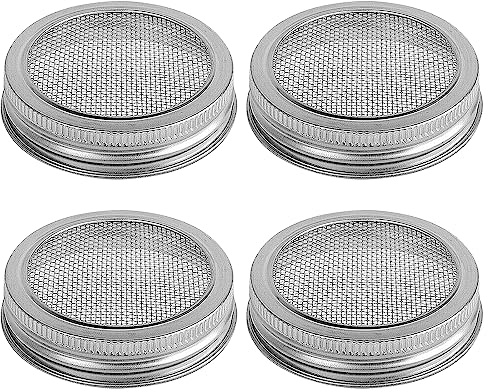 Sieb Deckel für Einmachglas Sprossen Keimgerät, 86 mm Edelstahl Sprossenglas Deckel Kit für Sprossen wie Broccoli, Luzerne, Bohnen (86mm - 4pcs)