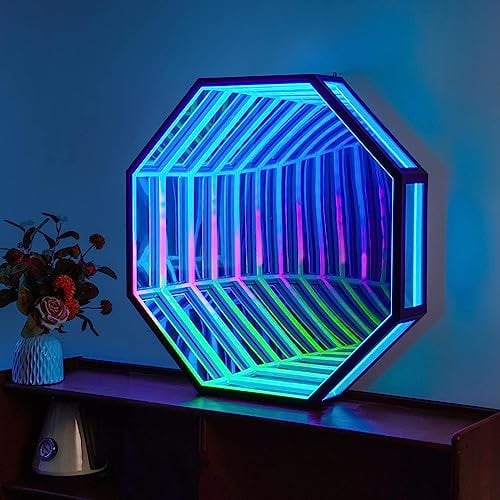 MNBVH RGB Color Changing Wall Art Light,Modern Standing Lamp with 365 DIY Colors, Ambiance Color Changing Floor Lamps for Living Room Bedroom Gaming Room(Size:large-70cm,Color:Octagon)