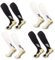 FIBOGROUP 4 Paar Fußballsocken für Kinder | Weiß+schwarz Universalgröße 32-38 | Flexibel, Rutschfest | Knöchel- und Fußgewölbestütze | Perfekter Sitz, atmungsaktiv | Trete jeden Ball perfekt.