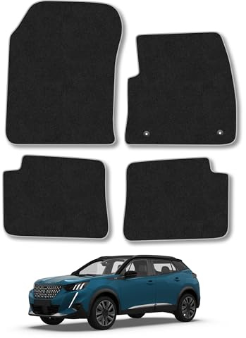 Peugeot 2008 (2019+) [Electric] Carpet Car Mats | Grey Edge Trim Tailored Fit Floor Mats Full Coverage Protection Accessories Easy Clean Anti Slip Made in the UK