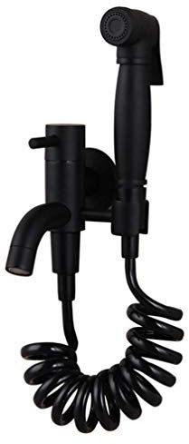 RajoNN Bidé Set Válvula de Esquina de Inodoro Negra Cabezal de Ducha higiénico de Mano Limpieza Anal Bidé de Culo Dusche Shattaf Bidé de Ducha musulmán